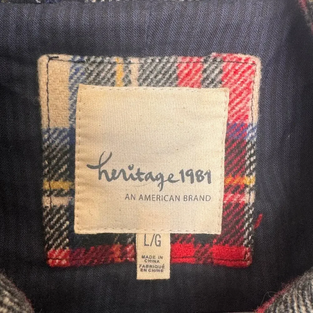 Heritage 1981 Wool Blend Plaid Moto Biker Jacket Belted Red Tartan Preppy Small
